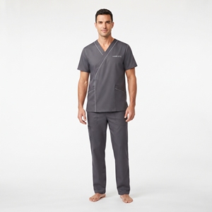 Uniforme Médico para Hombre, Conjunto de Blusa y Pantalón de Manga Corta, Cuello Camisero, Ribete Blanco, Ropa para el Sector Salud - Product Image 5