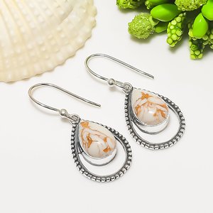 COPPER WHITE TURQUOISE 925 Sterling Silver Earring Gemstone Jewelry Drop Dangle Earrings Women Earring Fine Jewelry - Product Image 2