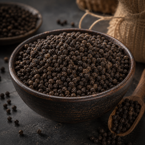 Graines de poivre noir indien cru frais, emballage en vrac pour les importateurs d'épices et les fabricants alimentaires, séchées au soleil naturellement - Product Image 1