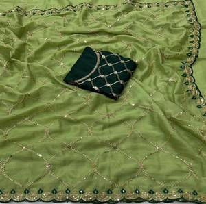 Sari de Georgette a la Moda para Mujer, Colección Étnica para Fiestas y Festivales - Product Image 2