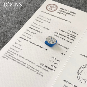 เพชร D'vins Jewels แบบสั่งทำพิเศษ F VS2 10.09 กะรัต CVD รูปทรงวงรี เพชรเพาะเลี้ยงในห้องปฏิบัติการ สำหรับทำเครื่องประดับ - Product Image 5