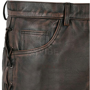 กางเกงหนังผู้ชายคุณภาพสูง ทรงตรง น้ำหนักเบา สวมใส่สบาย เอวกลาง รุ่นใหม่ล่าสุดสำหรับฤดูหนาว MOQ ต่ำ - Product Image 6