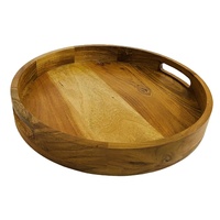 Hot Selling Lazy Susan Serviert ablett Rundes Serviert ablett aus Akazien holz mit Griffen Runde Platte Abendessen Serviert abletts zum Essen
