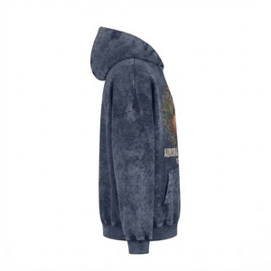 Sudadera con capucha verde tie-dye extragrande con cremallera, unisex, informal, de felpa francesa, para otoño - Product Image 5