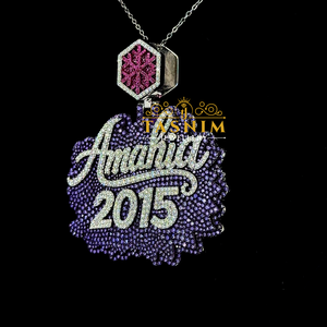 Collar con Colgante de Nombre de Moissanita Chapado en Oro Rosa de Plata 925 Tasnim Jewellery, Amahia 2015, Letra Púrpura Certificada - Product Image 2