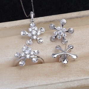 Argent 925, ensemble de 5 perles flocon de neige, perles DIY, anneau multi-perles 6-7,3 mm et pendentif pour boucles d'oreilles, accessoires de bijouterie 5756 - Product Image 2