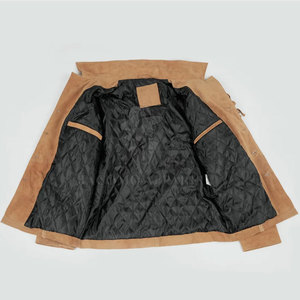 Veste en cuir suédé pour homme, style vintage, à usage durable, avec ourlet et poignets côtelés, d'apparence classique et décontractée - Product Image 4