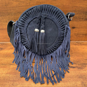 Nuevo bolso de hombro con flecos de cuero de gamuza redondo de moda, venta al por mayor, bolso cruzado bohemio para mujer, bolso circular de estilo vaquera, regalo para ella - Product Image 4