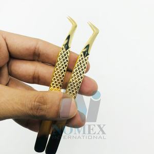 Juego de pinzas de extensión de pestañas chapadas en oro Diamond Grip Accesorios de pestañas de acero inoxidable sostenibles a precios mayoristas - Product Image 3