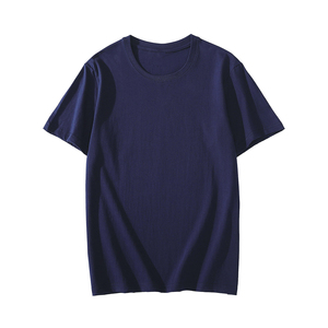 Camiseta de Manga Corta para Hombre, Cuello Redondo, Corte Regular, Color Sólido, Informal, de Algodón, Tejido de Punto, Roja - Product Image 3