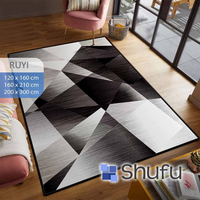 Shufu Premium Polyester-Teppich Langlebiger Rollteppich Rutschfest Antiallergisch Mittellanger Flor Maschinengefertigt Modernes Abstraktes Design Staubsaugergeeignet