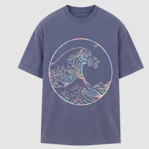Camiseta clásica con estampado reflectante para hombre, camiseta de algodón de primera calidad, ropa ligera de manga corta para uso diario, estilo callejero - Product Image 1