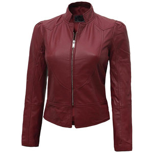 Custom Women Leather <b>Biker</b> <b>Jacket</b> Slim Fit Breathable Winter Fashion Outerwear Woven Personalized Logo Premium Quality Wholesale - Product Image 2