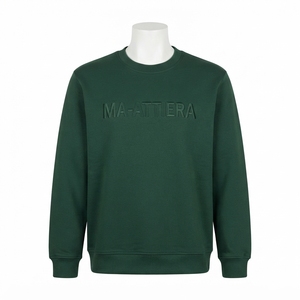 Sudadera Verde de Cuello Redondo para Hombre con Relieve Frontal, Manga Larga, Estilo Casual Urbano, Forro Polar, Venta al por Mayor Personalizada - Product Image 3