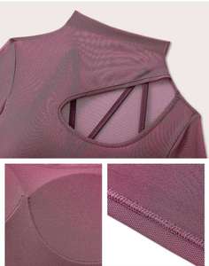 <b>Women's</b> Lightweight Breathable Spandex/Nylon <b>Mesh</b> High-Neck Yoga <b>Tops</b>-Fitness Seamless Workout Shirts Skinny Fit All Seasons - Product Image 6