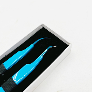 Ensemble de pinces à épiler professionnelles de qualité supérieure, personnalisées, en acier inoxydable, avec poignée confortable et pointe lisse, pour extensions de cils, longueur 12 mm - Product Image 6