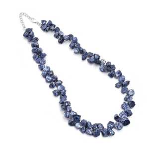 Collier classique en saphir naturel, argent sterling 925, bijoux en pierres précieuses faits à la main, tendance pour femmes, 15,5 pouces, design unique - Product Image 1