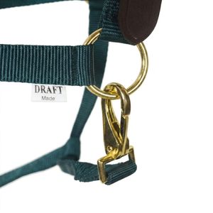 Cabestro de nailon verde cetrero para caballo con corona de cuero genuino, ajustable, seguro y duradero para equitación - Product Image 4