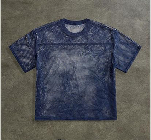 เสื้อยืดคอกลมแบบริบ คอเสื้อแบบพิเศษ ผ้าโพลีเอสเตอร์ทรงหลวมสำหรับผู้ชาย ชุดอเมริกันฟุตบอล เสื้ออเมริกันฟุตบอล - Product Image 3