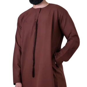 Qamis brodé à col montant pour hommes, style marocain, arabe, modeste, islamique, saoudien, turc, omanais, vente en gros - Product Image 5