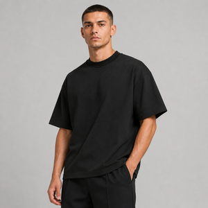 T-shirt jersey streetwear homme surdimensionné personnalisé 300 GSM, 100 % coton, manches courtes, col rond, écologique et respirant - Product Image 4