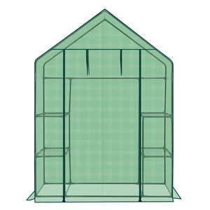 Mini Serra da Giardino 142x74x196 cm per Interni ed Esterni con 4 Ripiani, Copertura in Polietilene e Telaio in Legno per Giardinaggio - Product Image 2