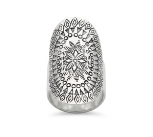 925 Sterling <b>Silver</b> Mandala <b>Statement</b> <b>Ring</b> Handmade Bohemian Hippie <b>Ring</b> Artisan Ethnic Jewelry Vintage Band <b>Ring</b> for Women - Product Image 1