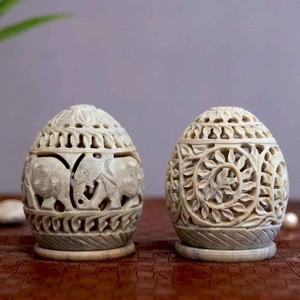 Hand-Carved Ivory Bone Hurricane Candleholder | Square Design | Moradabad Artisan Wholesale | Luxury Home Decor - Product Image 1