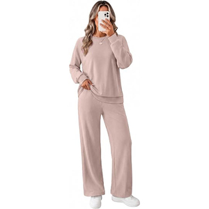Conjunto Deportivo de 2 Piezas para Mujer, Tejido de Felpa, con Capucha, Manga Larga, Color Sólido, Transpirable, Poliéster, Corte Holgado, Informal, Invierno - Product Image 2