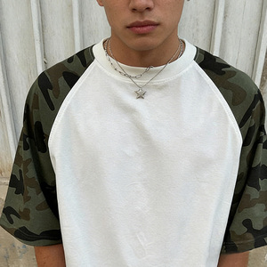 T-shirt camouflage surdimensionné personnalisé pour homme, 100% coton, effet délavé vintage, manches raglan, streetwear, vente en gros - Product Image 4