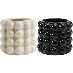 Jarrón de Metal Moderno de Lujo con Tachuelas Doradas, Maceta Cilíndrica Blanca, Centro de Mesa Decorativo Contemporáneo para Decoración del Hogar y Bodas - Product Image 3