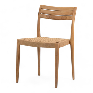Nordic Teak Wood Cane Chair Minimalist Woven Seat Outdoor Dining Chair for <b>Garden</b> <b>Sets</b> - Product Image 1