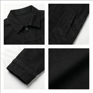 Vente Flash 2025 Nouvelle Collection Veste en Jean Noire Décontractée pour Homme en Coton Lavé Uni avec Logo Frontal Haute Qualité Respirante - Product Image 4