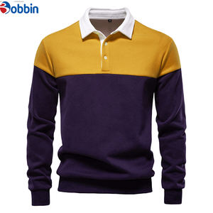 Camiseta de Punto Transpirable para Hombre, Estilo Casual, Unisex, de Manga Larga, Color Sólido, Cuello Camisero, Logotipo Frontal, Otoño/Invierno - Product Image 6