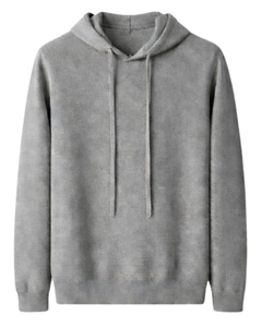 Sweat-shirt à capuche gris pour homme, en coton molletonné, à manches longues, style streetwear décontracté, avec cordon de serrage ajustable. - Product Image 1