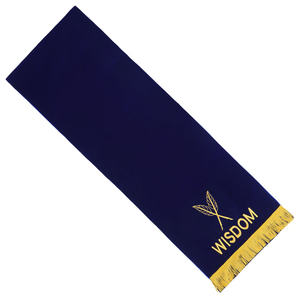Housse de piédestal de la Loge Secrétionnelle Bleue, bleu foncé avec franges en fils dorés et inscription « Wisdom » - Product Image 6