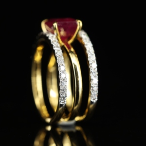 S925 Sterling <b>Silver</b> 14K Gold Plated <b>Emerald</b> Cut Green Moss Agate Wrap <b>Ring</b> CZ Accent Multi-Band Modern Statement <b>Ring</b> for Women - Product Image 2