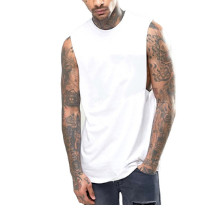2026 Customized Solid Color Breathable Clothing Athletic Sleeveless <b>White</b> Cotton Dropped Armhole <b>Vest</b> - Product Image 1
