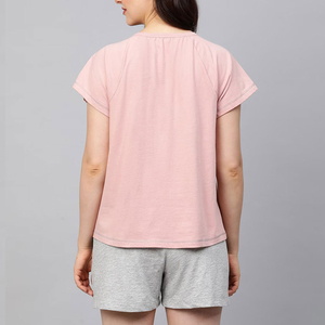Conjuntos de verano para mujer, conjunto de dos piezas con pantalones cortos, oversize, 100% algodón, top corto de manga corta con cuello redondo y pantalones cortos, conjunto de 2 piezas para mujer - Product Image 2