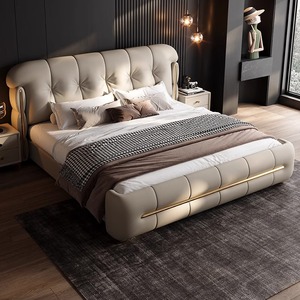 Luxury Wooden Bedroom Furniture Soft Up-holstered <strong>Beds</strong> King Sized Double <strong>Bed</strong> Frame Leather Comfort <strong>Bed</strong> <strong>and</strong> <strong>Mattress</strong> <strong>Set</strong> Design - Product Image 2