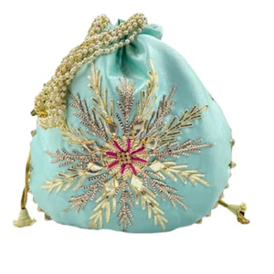 Premium Embroidered Silk Fashion Bridal Potli <b>Bags</b> Ladies Traditional Ethnic Return Gift <b>Bags</b> Cotton Lining Multi-Function - Product Image 1