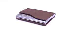 Porte-cartes de visite marron café avec cadre métallique et étui haut de gamme pour cartes de visite, idéal pour la promotion de marque d'entreprise - Product Image 2
