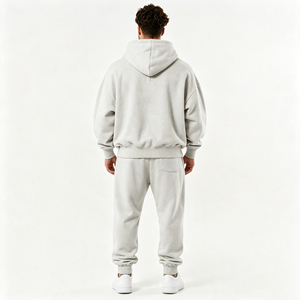 Conjunto de dos piezas personalizado al por mayor para hombre: Sudadera extragrande de hombros caídos y pantalones jogger con puños, 100% algodón de alto gramaje. - Product Image 2