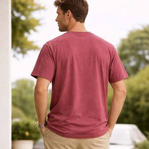 T-shirt en coton tricoté délavé vintage pour homme, teinture pigmentaire, tee-shirt uni, sportif, décontracté, respirant, séchage rapide, haut d'été - Product Image 4