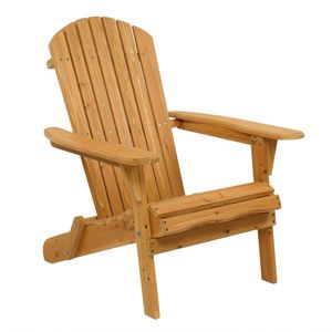 Adirondack Wooden Lounger Chair with Natural Finish Replace 57738306 for Sunbathing Folding Design - Product Image 1