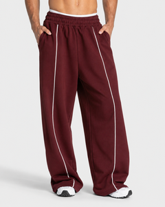 Ensemble de survêtement pour homme OEM Burgundy Contrastline, qualité supérieure, coton respirant, molleton, décontracté, surdimensionné - Product Image 5