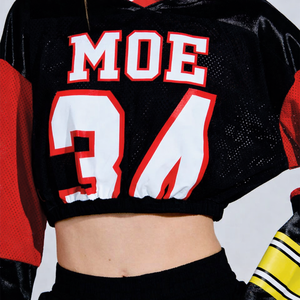 Jersey Corto de Fútbol Americano para Mujer, Manga Larga, Transpirable, de Poliéster, Ropa Urbana, Diseño de Número Bordado Personalizado, Venta al Por Mayor OEM - Product Image 4