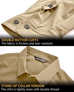 เสื้อเชิ้ตแทคติคอลคุณภาพสูงสำหรับผู้ชาย ระบายอากาศได้ดี แห้งเร็ว แขนยาว ป้องกันแสงแดด เหมาะสำหรับกิจกรรมกลางแจ้ง น้ำหนักเบา ติดกระดุม - Product Image 5