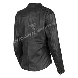 Chaqueta de Motociclista para Mujer, de Cuero Genuino, Transpirable, con Detalle de Letras, Bolsillo con Cierre Frontal, Cinturón Extraíble, Resistente al Viento e Impermeable - Product Image 3