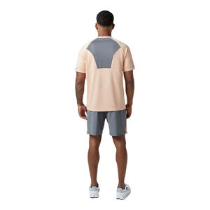 Men's Summer Color Blocking Crew Neck T-Shirt And Shorts <b>Set</b> Quick Dry <b>Knitted</b> Sporty Outfit - Product Image 2